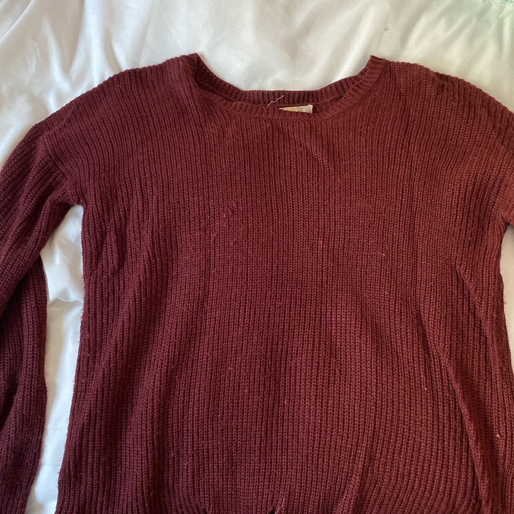 Pink Republic Sweater, maroon color, size L in juniors, perfect for chilly days!